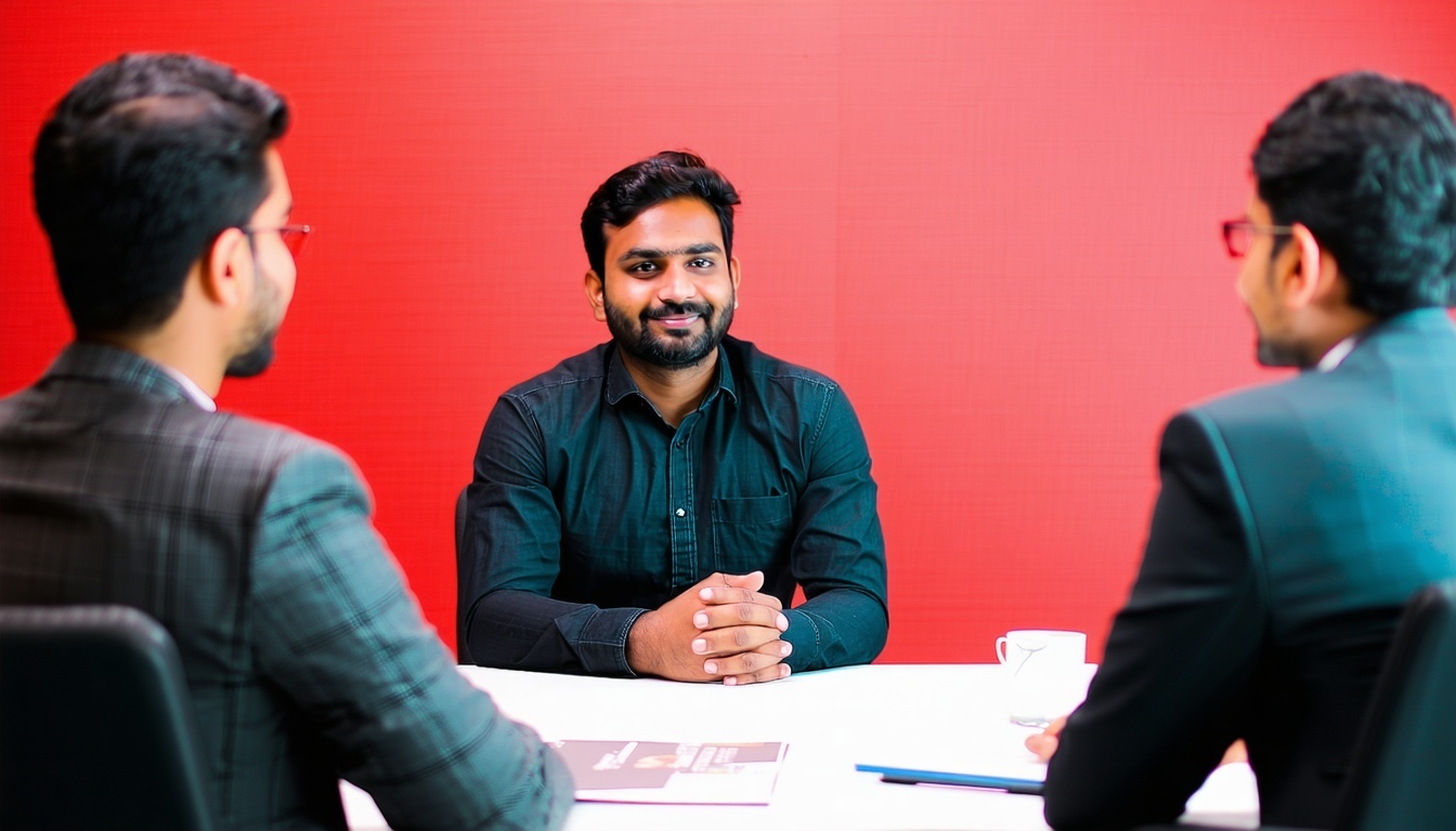 Create an Image where a professional Indian man is-1